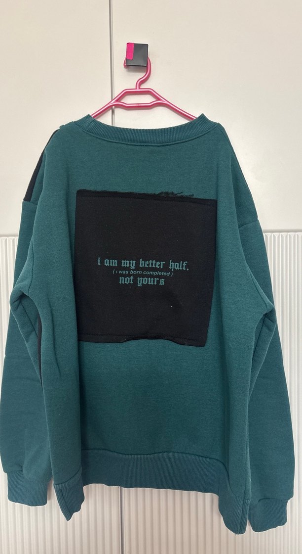 Kadın Siyah Yeşil Salaş Sweatshirt - Görsel 3