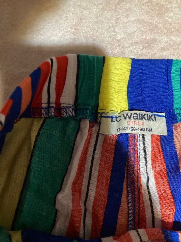 Renkli Çizgili Lastikli Bol Pantolon - Görsel 3