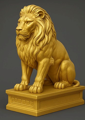 Parlak Altın Aslan Figürü