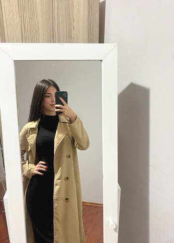 Bej Midi Trench Coat