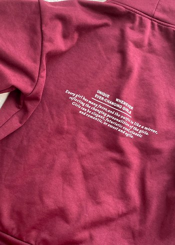 s Beden bordo Renk Bordo Yüksek Yaka Kadın Sweatshirt
