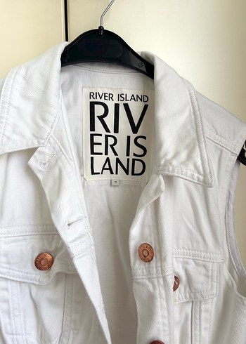 34 Beden beyaz Renk Kadın Beyaz Kot Yelek River Island