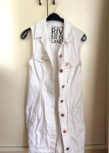 River Island Kadın Beyaz Kot Yelek River Island