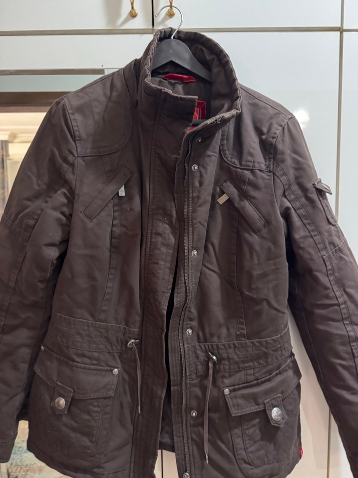 Kadın Kahverengi Biker Deri Ceket - Görsel 2