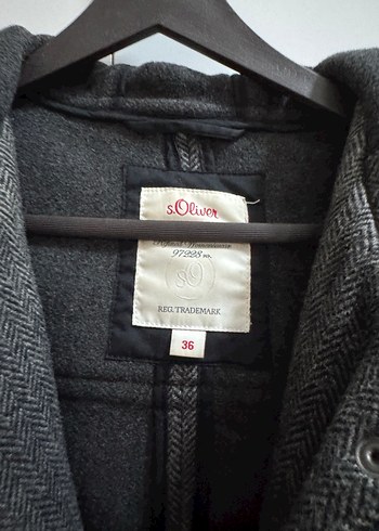 Gri Düğmeli Yün Hamile Kabanı - Görsel 2