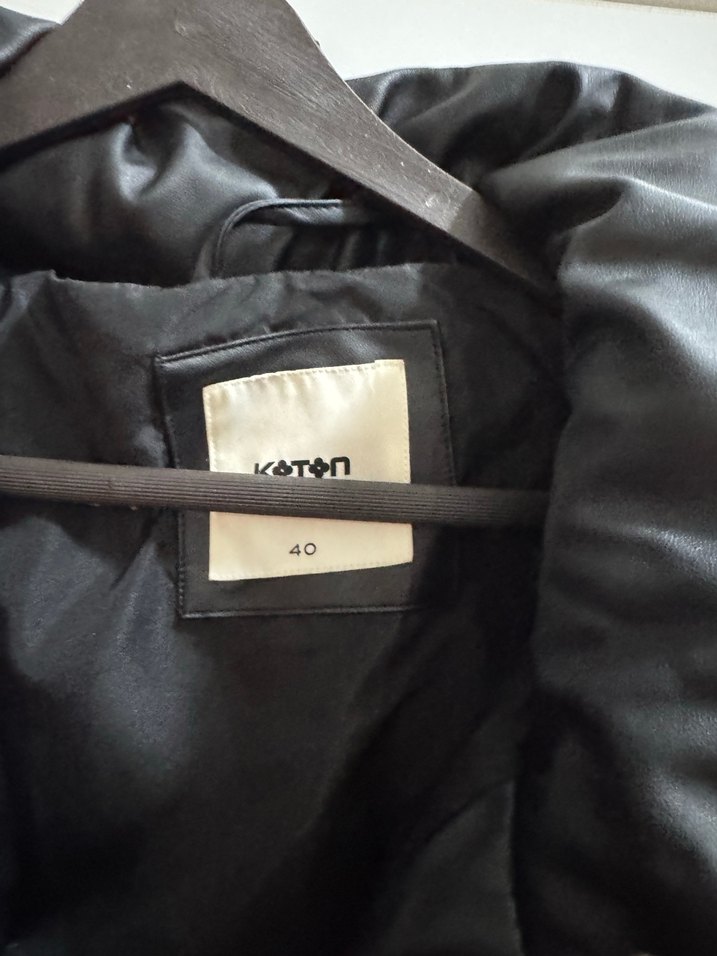 Düğmeli Siyah Deri Kadın Kışlık Ceket - Görsel 2