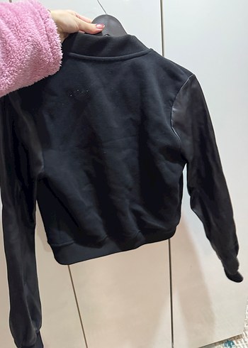 Düğmeli Siyah Deri Kadın Ceket - Görsel 4