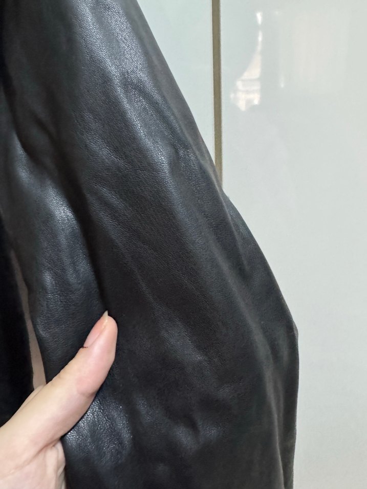 Düğmeli Siyah Deri Kadın Ceket - Görsel 2
