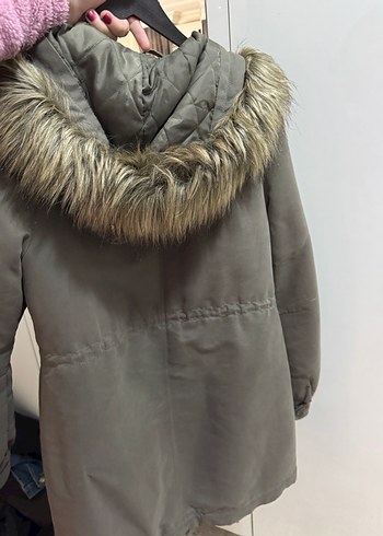 yeşil Kadın Midi Boy Kürklü Kışlık Mont - Görsel 3