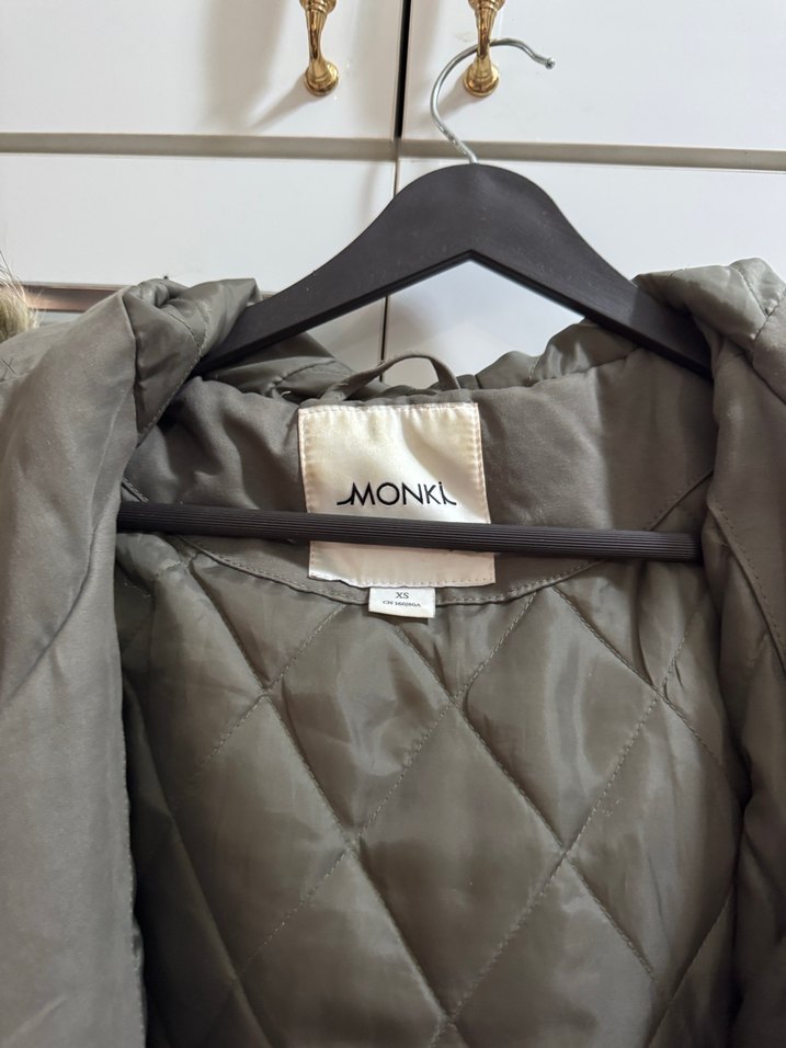 yeşil Kadın Midi Boy Kürklü Kışlık Mont - Görsel 2