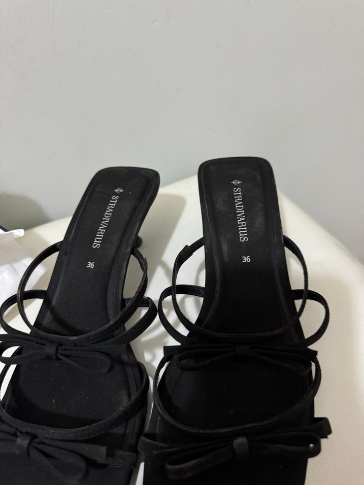 Siyah Minimalist Stiletto Topuklu Kadın Sandalet - Görsel 2