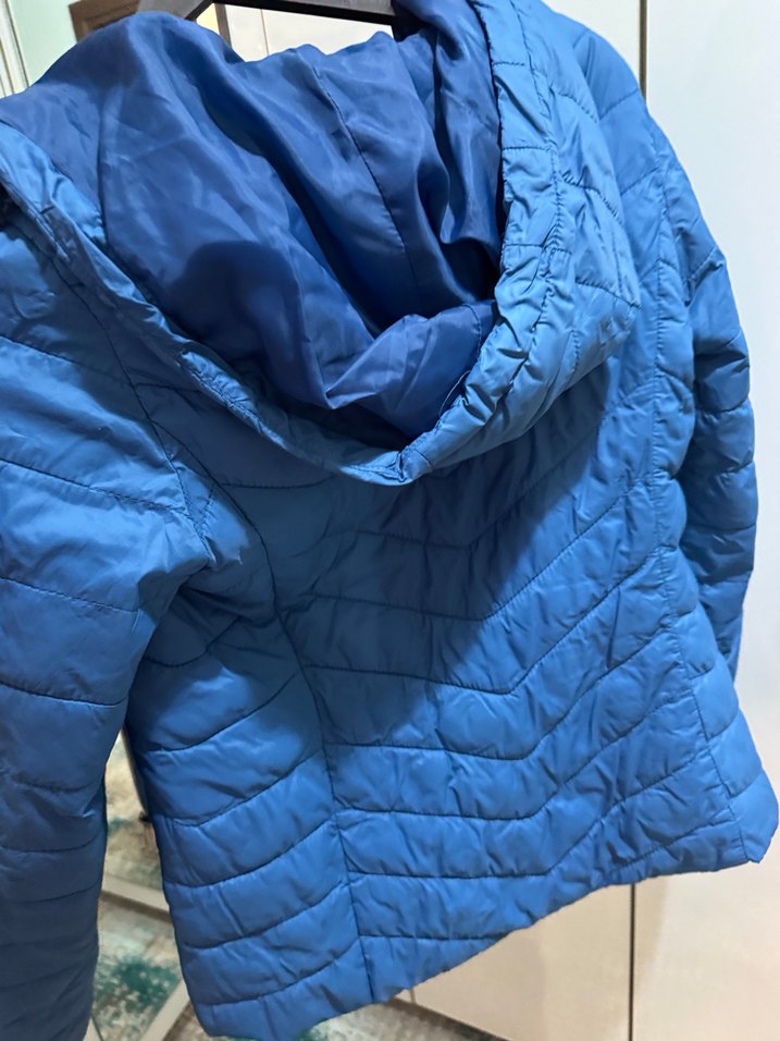 Mavi Fermuarlı Kadın Kışlık Ceket - Görsel 3