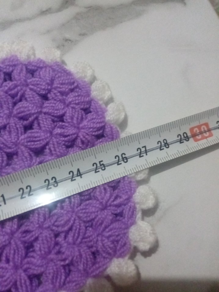 Mor ve Beyaz Örgü Banyo lifi - Görsel 2