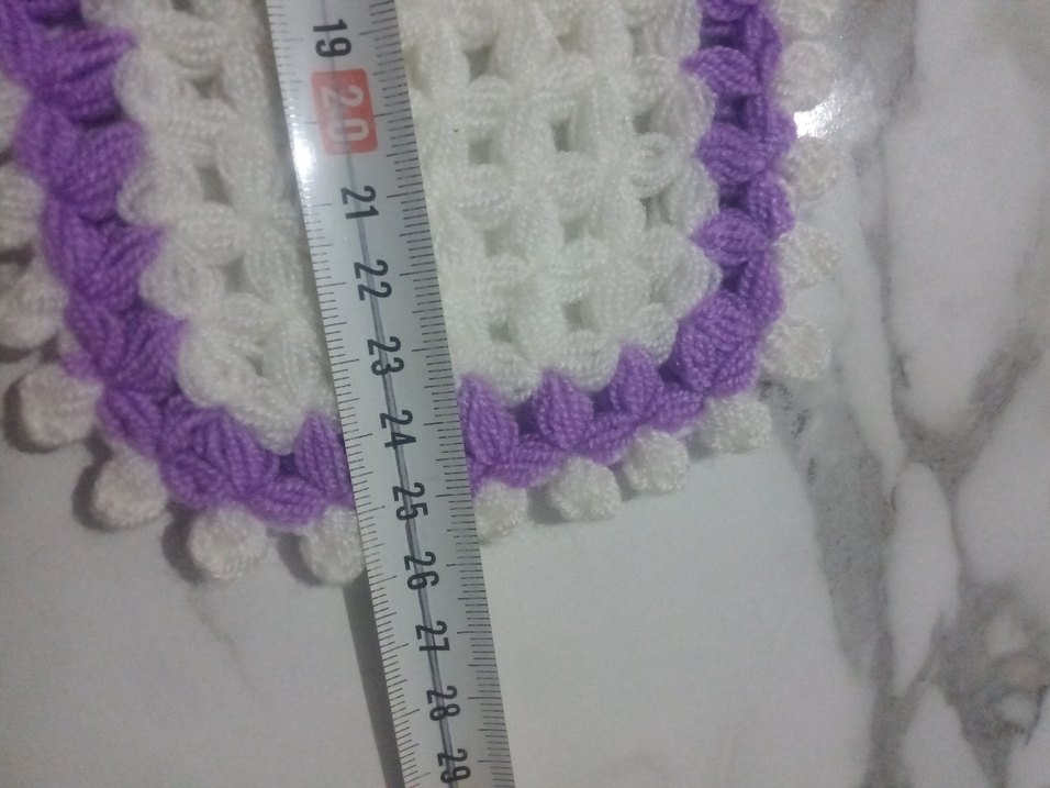 Mor ve Beyaz Örgü Banyo lifi - Görsel 3