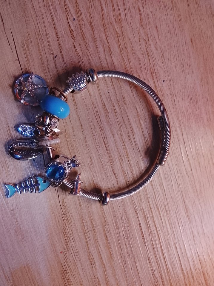 Mavi Boncuklu
 Kadın Bileklik halkalar dışında  çelik kararmaz - Görsel 3