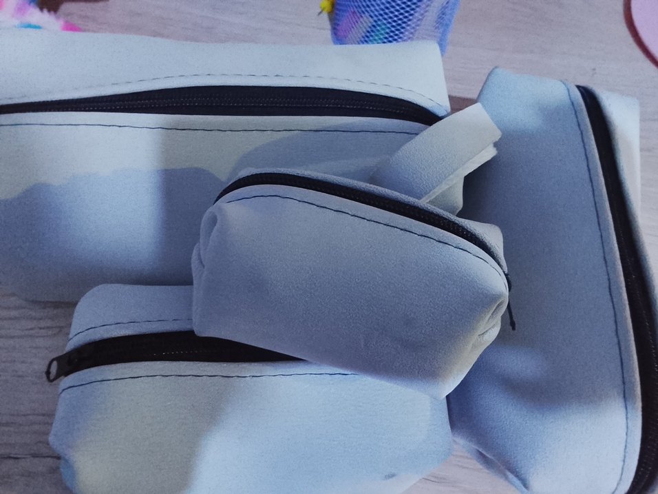 Fermuarlı Gri Kadın Makyaj Çantası dortlu - Görsel 2