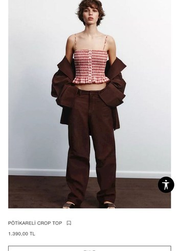 zara pötikareli crop, düğmeli orjinal ürün