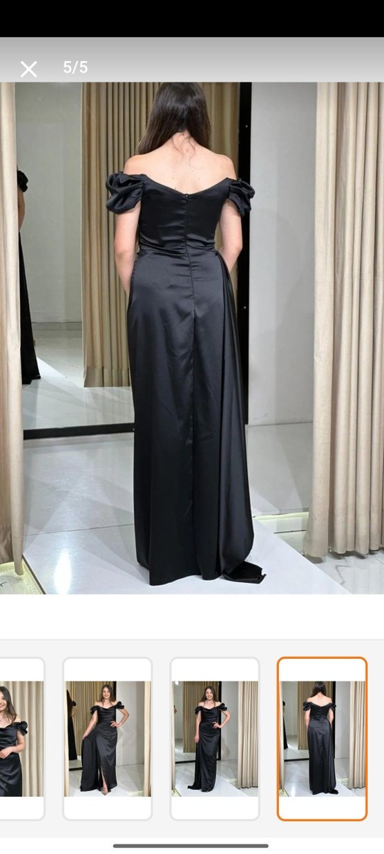 Siyah Straplez Uzun Kadın abiye - Görsel 3