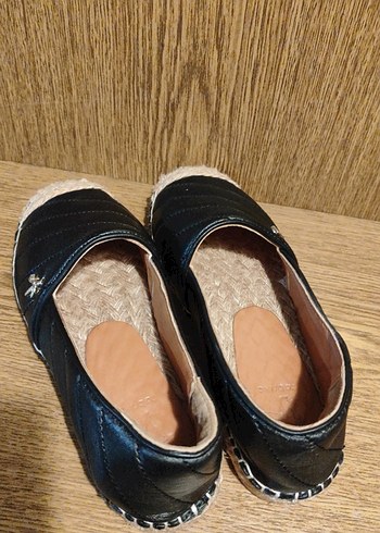 35,5 Beden Siyah deri espadril