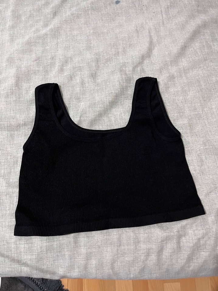 Siyah Kadın Atlet Crop Top - Görsel 2