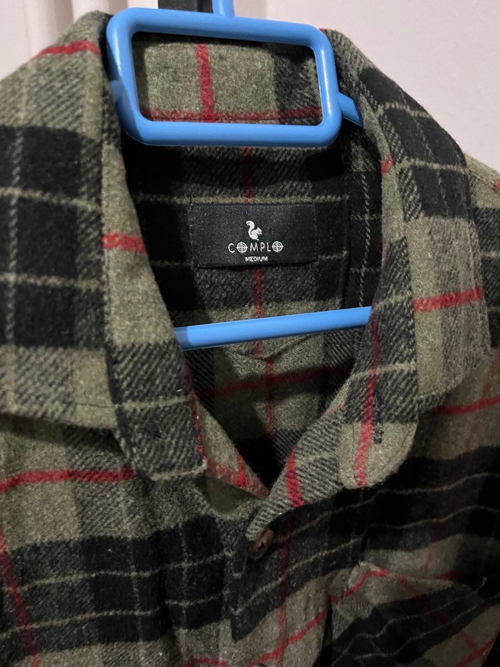 Düğmeli Gri Ekose Erkek Gömlek - Görsel 2