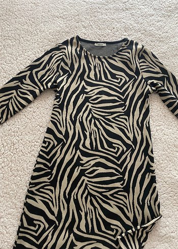 Collezione Kadın Uzun Kollu Zebra Desenli Triko Elbise