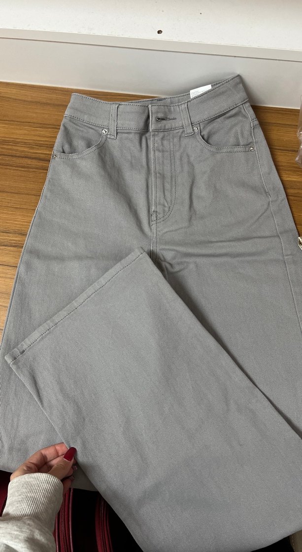 Gri Normal Kesim Kadın Denim Pantolon - Görsel 2