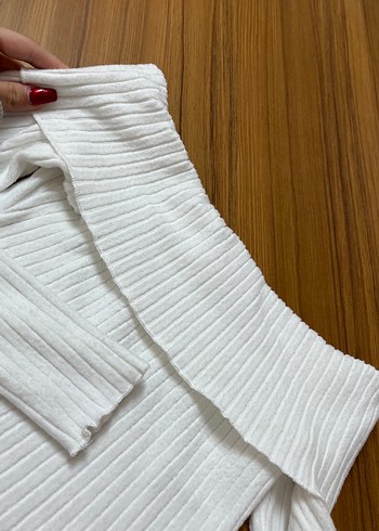 Beyaz Triko Kayık Yaka Kadın Kazak - Görsel 5