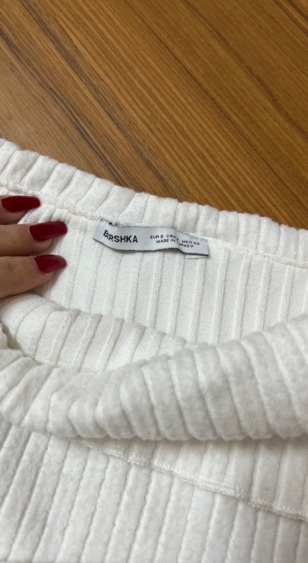 Beyaz Triko Kayık Yaka Kadın Kazak - Görsel 4