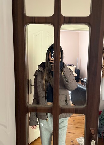 Kahverengi Kapüşonlu kadın Montu - Görsel 2