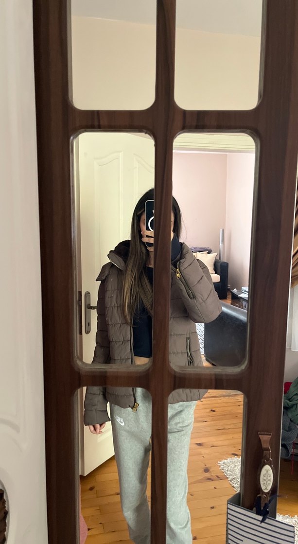 Kahverengi Kapüşonlu kadın Montu - Görsel 2