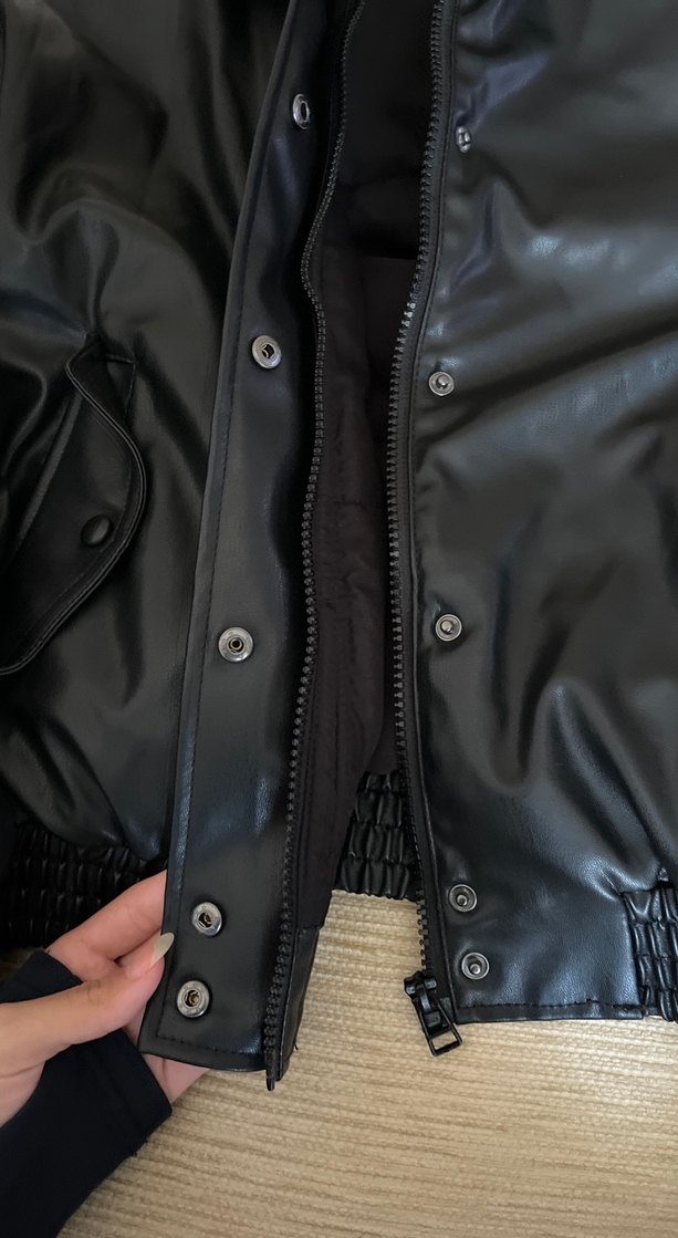 Kadın Siyah Deri Ceket - Görsel 4