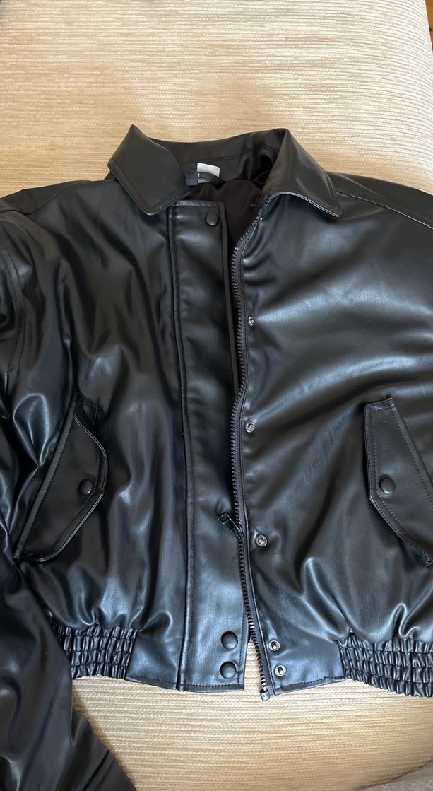 Kadın Siyah Deri Ceket - Görsel 2