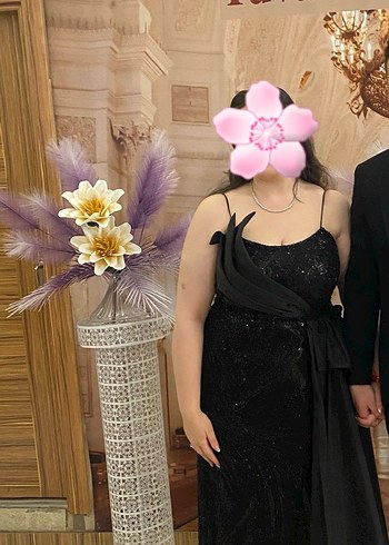 Siyah Askılı Abiye Elbise - Görsel 2