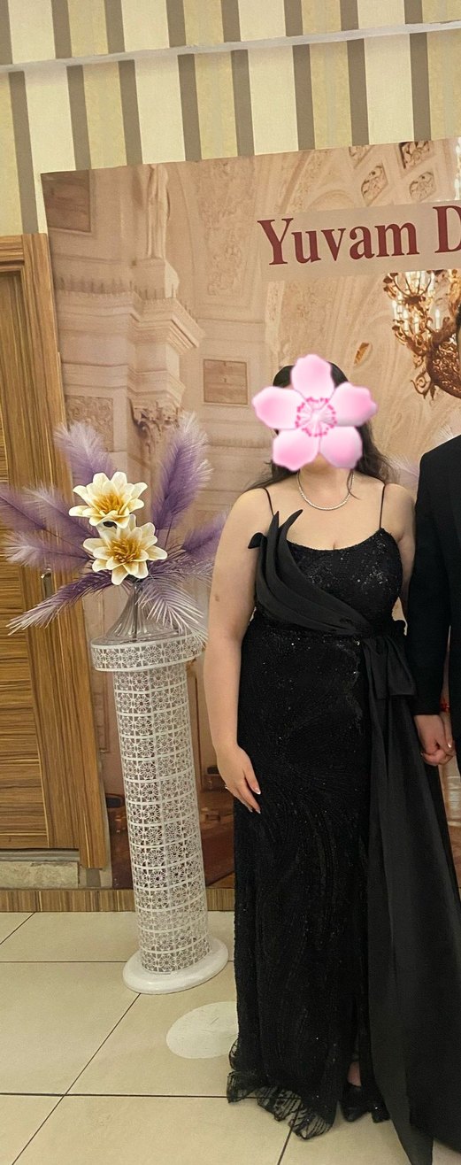 Siyah Askılı Abiye Elbise - Görsel 2