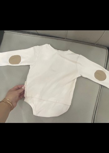 Uzun Kollu Düğmeli Beyaz Bebek Body chakra - Görsel 5