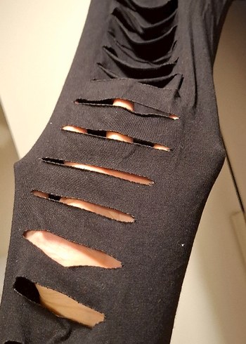 36 Beden Yırtmaçlı Siyah Gotik Kadın Tayt