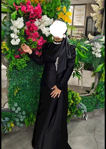 Uzun Siyah Gotik Drape Detaylı Abiye Elbise