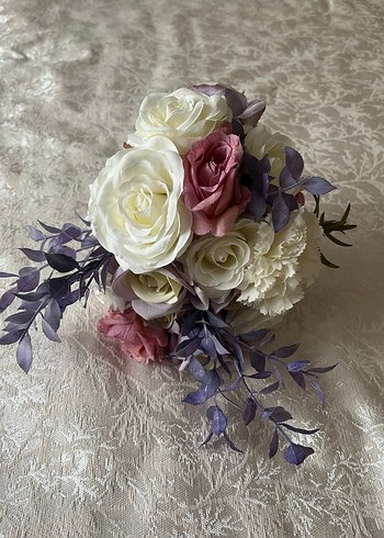 Vintage Dantel Detaylı Mor Gelin Çiçeği - Görsel 2