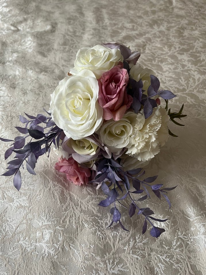 Vintage Dantel Detaylı Mor Gelin Çiçeği - Görsel 2