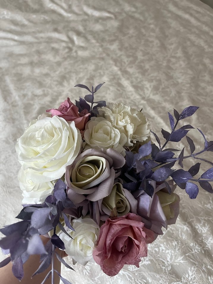 Vintage Dantel Detaylı Mor Gelin Çiçeği - Görsel 4