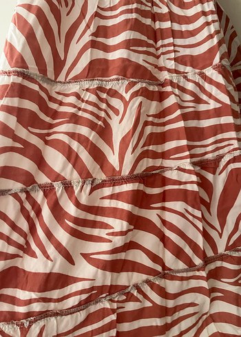 Kiremit  Krem Zebra Desenli Pilili Uzun Etek - Görsel 2