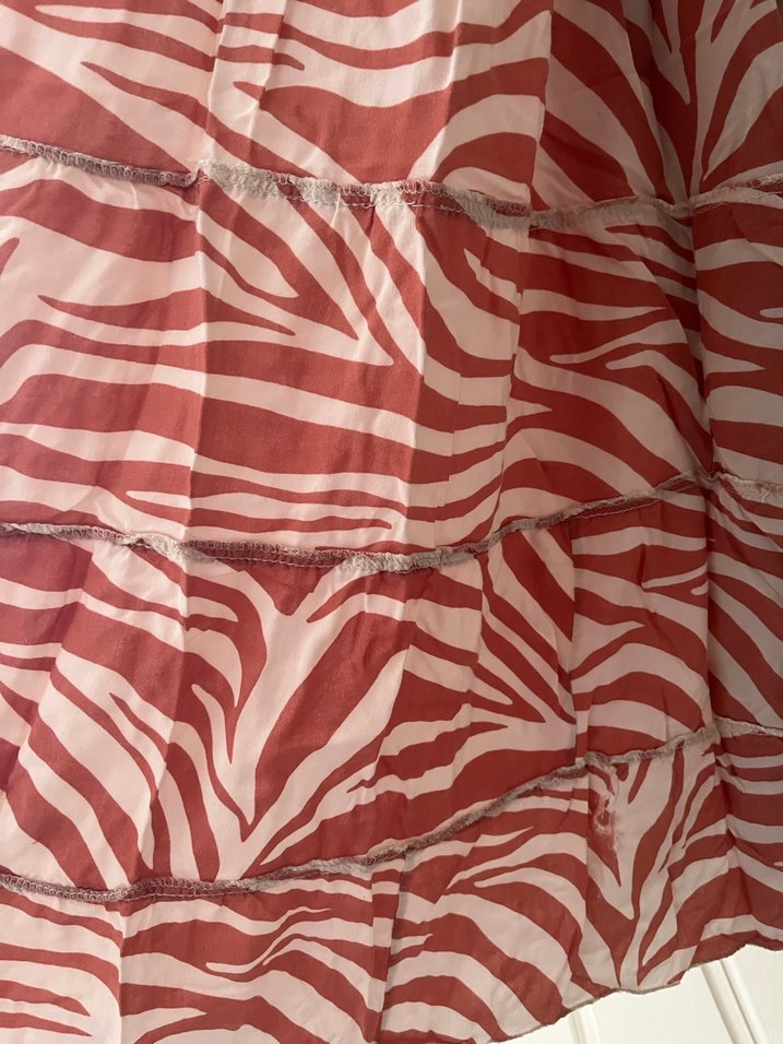 Kiremit  Krem Zebra Desenli Pilili Uzun Etek - Görsel 3