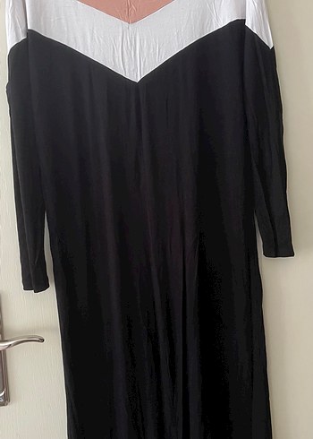 Uzun Kollu Siyah V Yaka Salaş Elbise - Görsel 3