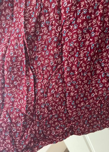 Bordo Pilili Bohem Uzun Midi Etek - Görsel 3