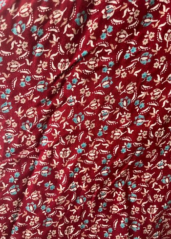 Bordo Pilili Bohem Uzun Midi Etek - Görsel 2