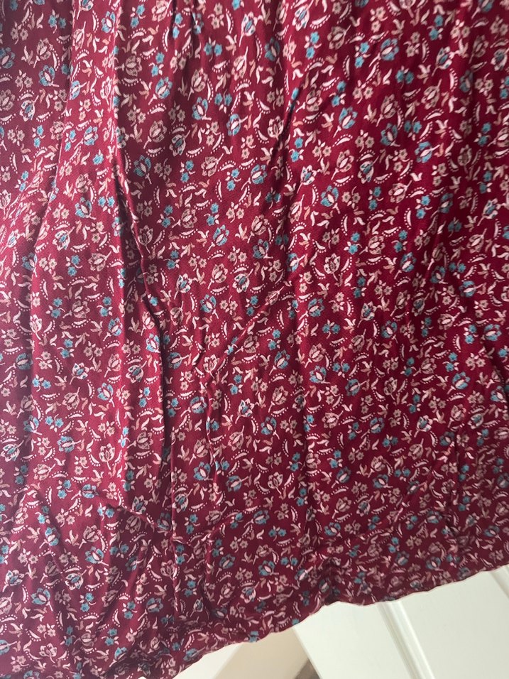 Bordo Pilili Bohem Uzun Midi Etek - Görsel 3