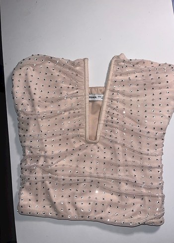 BERSHKA PARLAK TAŞLI şık straplez mini bustiyer - Görsel 2