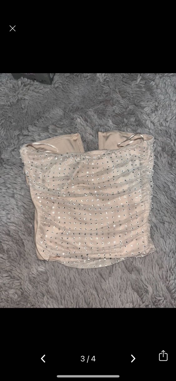 BERSHKA PARLAK TAŞLI şık straplez mini bustiyer - Görsel 3