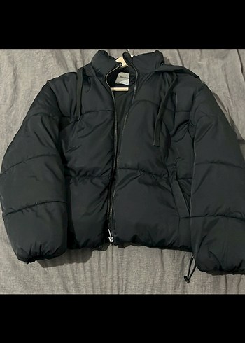 Siyah Fermuarlı Kapüşonlu Bershka Mont - Görsel 5